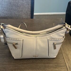 Rosetti Cream Crossbody Bag with Gold Accents